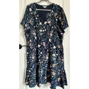Maurices Floral Solene Dress Lined Cinched Waist 2X
